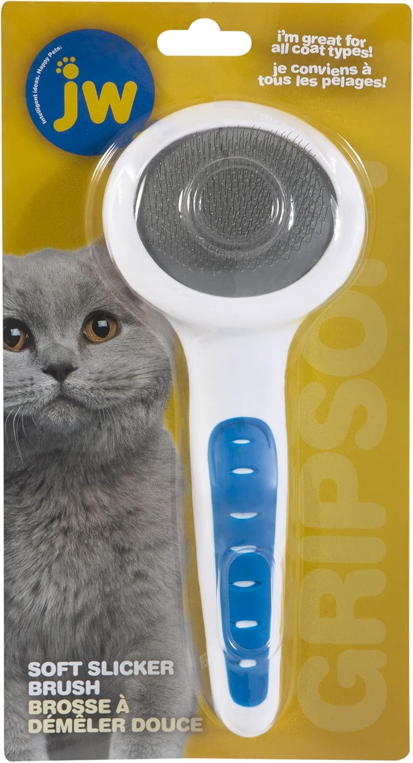 Gripsoft Cat Brush, White & Blue, One Size