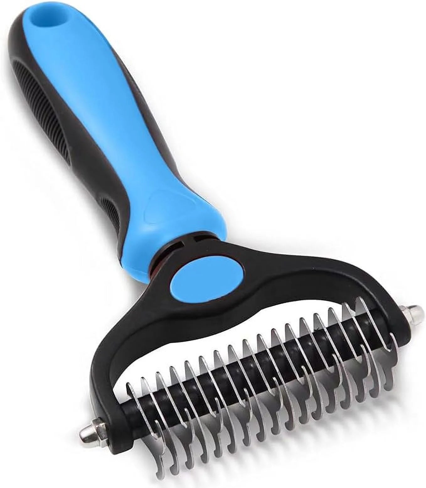 Pet Grooming Brush-Double Sided Shedding and Dematting Undercoat Rake Comb for Dogs and Cats, No More Nasty Shedding or Flying Hair