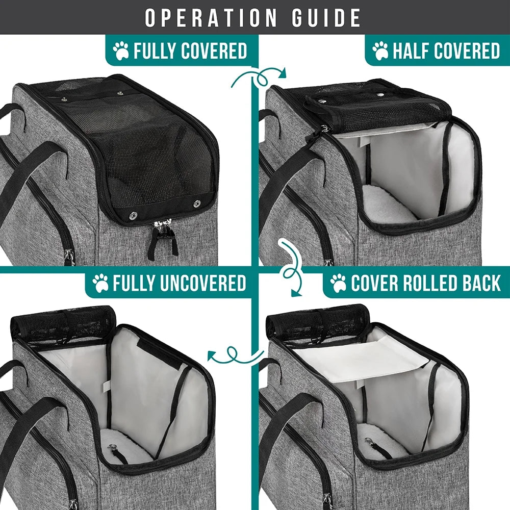 Small Dog Purse Carrier, Soft-Sided Pet Carrier Bag with Pockets, Portable Medium Dog Puppy Large Cat Travel Handbag Tote, Airline Approved Breathable Mesh, Poop Bag Dispenser, Sherpa Bed, Gray